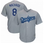Men's Majestic Los Angeles Dodgers #8 Machado Authentic Grey Cool Base MLB Jersey