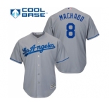Men's Majestic Los Angeles Dodgers #8 Manny Machado Replica Grey Road Cool Base MLB Jersey