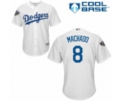 Men's Majestic Los Angeles Dodgers #8 Manny Machado Replica White Home Cool Base 2018 World Series MLB Jersey