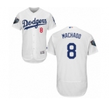 Men's Majestic Los Angeles Dodgers #8 Manny Machado White Home Flex Base Authentic Collection 2018 World Series MLB Jersey