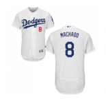 Men's Majestic Los Angeles Dodgers #8 Manny Machado White Home Flex Base Authentic Collection MLB Jersey