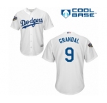 Men's Majestic Los Angeles Dodgers #9 Yasmani Grandal Replica White Home Cool Base 2018 World Series MLB Jersey