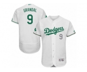 Men's Majestic Los Angeles Dodgers #9 Yasmani Grandal White Celtic Flexbase Authentic Collection MLB Jersey