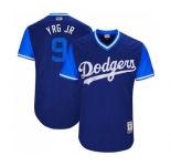 Men's Majestic Los Angeles Dodgers #9 Yasmani Grandal YRG JR Authentic Navy Blue 2017 Players Weekend MLB Jersey