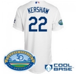 mlb Los Angeles Dodgers #22 Kershaw white(Cool Base 50th Anniversary)