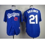 mlb jerseys los angeles dodgers #21 greinke blue[cool base]