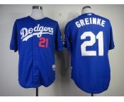 mlb jerseys los angeles dodgers #21 greinke blue[cool base]
