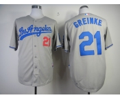 mlb jerseys los angeles dodgers #21 greinke grey[cool base]