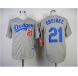 mlb jerseys los angeles dodgers #21 greinke grey[new]