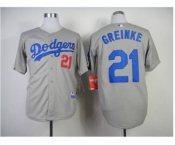 mlb jerseys los angeles dodgers #21 greinke grey[new]