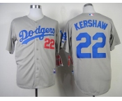 mlb jerseys los angeles dodgers #22 kershaw grey[2014 new]