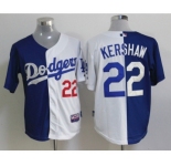 mlb jerseys los angeles dodgers #22 kershaw white-blue[split]