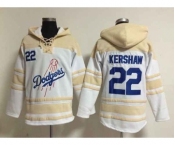 mlb jerseys los angeles dodgers #22 kershaw white[pullover hooded sweatshirt]