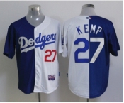 mlb jerseys los angeles dodgers #27 kemp white-blue[split]