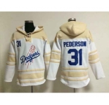 mlb jerseys los angeles dodgers #31 pederson white[pullover hooded sweatshirt]
