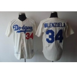 mlb jerseys los angeles dodgers #34 valenzuela cream m&n