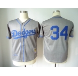 mlb jerseys los angeles dodgers #34 valenzuela grey m&n