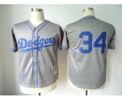 mlb jerseys los angeles dodgers #34 valenzuela grey m&n