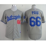mlb jerseys los angeles dodgers #66 puig grey[cool base]