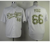 mlb jerseys los angeles dodgers #66 puig white[number camo]