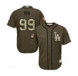 mlb jerseys los angeles dodgers #99 hyun-jin ryu green salute to service[ryu]