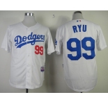mlb jerseys los angeles dodgers #99 ryu white[ryu]