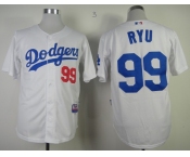 mlb jerseys los angeles dodgers #99 ryu white[ryu]