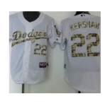 mlb los angels dodgers #22 clayton kershaw white[number camo]