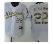 mlb los angels dodgers #22 clayton kershaw white[number camo]