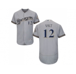 Men Milwaukee Brewers #12 Stephen Vogt Grey Flexbase Authentic Collection Stitched MLB Jersey