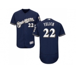 Men Milwaukee Brewers #22 Christian Yelich Navy Blue Flexbase Authentic Collection Stitched MLB Jersey