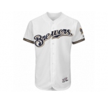 Men Milwaukee Brewers Majestic Home Blank White Flex Base Authentic Collection Team Jersey