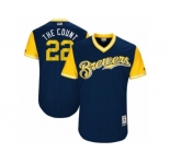 Men's 2017 Little League World Series Brewers #22 Matt Garza The Count Navy Jersey