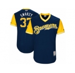 Men's 2017 Little League World Series Brewers #37 Anthony Swarzak Swarzy Navy Jersey