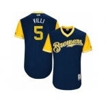 Men's 2017 Little League World Series Brewers #5 Jonathan Villar Villi Navy Jersey