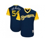 Men's 2017 Little League World Series Brewers #54 Michael Blazek Jus Blaze Navy Jersey