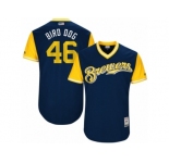 Men's 2017 Little League World Series Brewers Corey Knebel #46 Bird Dog Navy Jersey