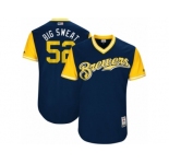 Men's 2017 Little League World Series Brewers Jimmy Nelson #52 Big Sweat Navy Jersey