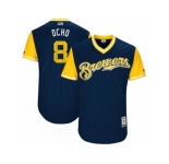 Men's 2017 Little League World Series Brewers Ryan Braun #8 Ocho Navy Jersey