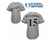 Men's Majestic Milwaukee Brewers #15 Will Middlebrooks Authentic Grey Road Cool Base MLB Jersey