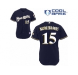 Men's Majestic Milwaukee Brewers #15 Will Middlebrooks Authentic Navy Blue Alternate Cool Base MLB Jersey