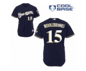 Men's Majestic Milwaukee Brewers #15 Will Middlebrooks Authentic Navy Blue Alternate Cool Base MLB Jersey