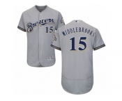 Men's Majestic Milwaukee Brewers #15 Will Middlebrooks Grey Flexbase Authentic Collection MLB Jersey