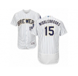 Men's Majestic Milwaukee Brewers #15 Will Middlebrooks White Flexbase Authentic Collection MLB Jersey
