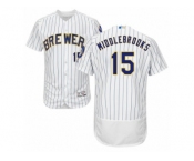 Men's Majestic Milwaukee Brewers #15 Will Middlebrooks White Flexbase Authentic Collection MLB Jersey