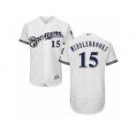 Men's Majestic Milwaukee Brewers #15 Will Middlebrooks White Royal Flexbase Authentic Collection MLB Jersey