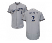 Men's Majestic Milwaukee Brewers #2 Scooter Gennett Grey Flexbase Authentic Collection MLB Jersey