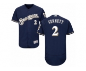 Men's Majestic Milwaukee Brewers #2 Scooter Gennett Navy Blue Flexbase Authentic Collection MLB Jersey