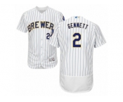 Men's Majestic Milwaukee Brewers #2 Scooter Gennett White Flexbase Authentic Collection MLB Jersey
