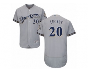 Men's Majestic Milwaukee Brewers #20 Jonathan Lucroy Grey Flexbase Authentic Collection MLB Jersey